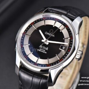 De Ville Hour Vision VSF 41MM Black/Silver Dial Black Croco Strap A8500