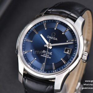 De Ville Hour Vision VSF 41MM Blue/Silver Dial Black Croco Strap A8500