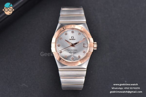 Constellation 38mm SS/RG VSF Silver Dial Diamonds Markers on SS/RG Bracelet A8500 Super Clone - Image 2