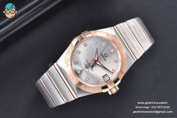 Constellation 38mm SS/RG VSF Silver Dial Diamonds Markers on SS/RG Bracelet A8500 Super Clone - Image 3