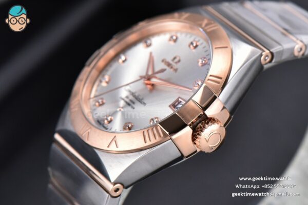 Constellation 38mm SS/RG VSF Silver Dial Diamonds Markers on SS/RG Bracelet A8500 Super Clone - Image 8
