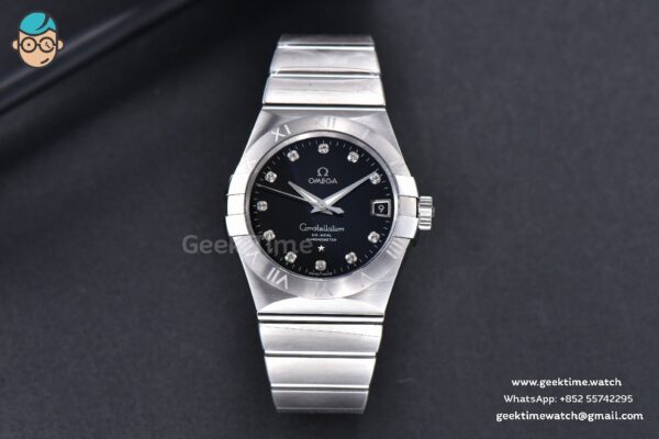 Constellation 38mm SS VSF Black Dial Diamond Markers on SS Bracelet A8500 Super Clone - Image 2