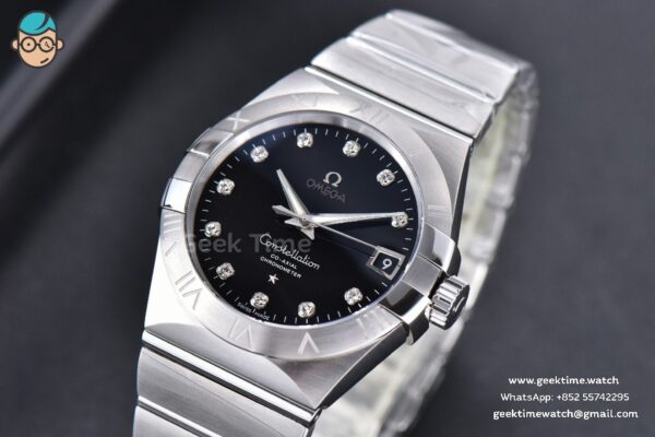 Constellation 38mm SS VSF Black Dial Diamond Markers on SS Bracelet A8500 Super Clone