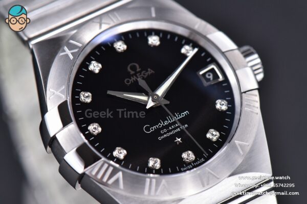 Constellation 38mm SS VSF Black Dial Diamond Markers on SS Bracelet A8500 Super Clone - Image 8