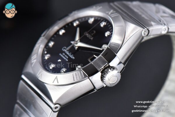Constellation 38mm SS VSF Black Dial Diamond Markers on SS Bracelet A8500 Super Clone - Image 9
