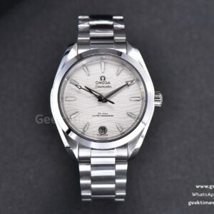 Aqua Terra 150M Ladies VSF 34mm esfera blanca con motivo de ondas índices plateados brazalete SS A8800