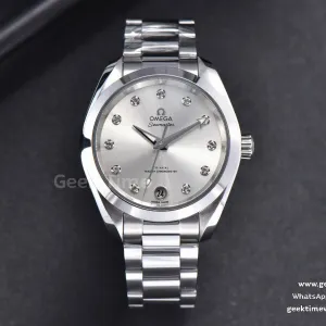 Aqua Terra 150M Ladies VSF 34mm cadran argenté index diamants bracelet SS A8800