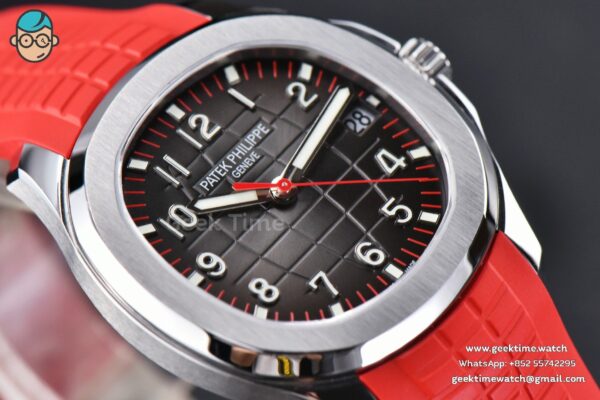 Aquanaut 5167 40mm ZF Singapore Gray Dial Red Hand Red Rubber Strap A324 - Image 6