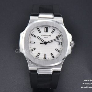 Nautilus 5711 PPF 40mm esfera blanca correa de caucho negra A324SC V5