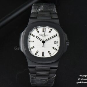 Nautilus 5711 PVD All Black PPF 40mm esfera blanca texturizada brazalete PVD 324CS V4