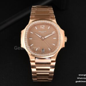 Nautilus 7118 Ladies 3KF 35mm RG esfera RG con diamantes brazalete RG 324CS