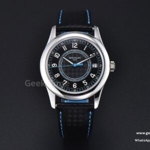 Calatrava 6007G 40mm ZF Black Dial Blue Hand Nylon Strap 9015