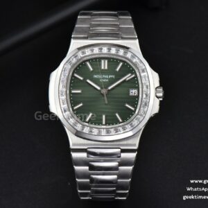 Nautilus 5711 3KF 40mm Diamond Bezel Green Dial SS Bracelet A324SC