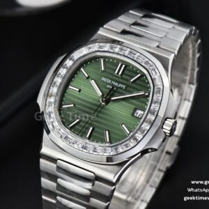 Nautilus 5711 3KF 40MM Diamond Bezel Green Dial SS Bracelet A324SC