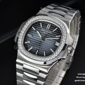 Nautilus 5711 3KF 40MM Diamond Bezel Blue Dial SS Bracelet A324SC