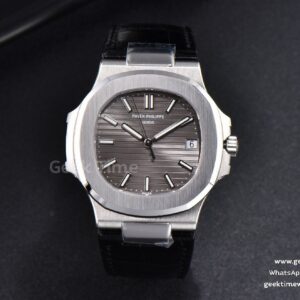 Nautilus 5711 40mm 3KF esfera gris correa de piel negra A324 V3
