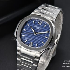 Nautilus 7118 Ladies 3KF 35MM Blue Dial SS Bracelet A324