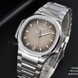 Nautilus 7118 Ladies 3KF 35MM Diamond Grau Dial SS Bracelet 324CS