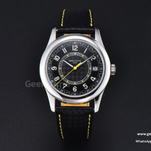 Calatrava 6007G 40mm ZF Black Dial Yellow Hand Nylon Strap 9015
