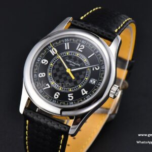 Calatrava 6007G 40mm ZF Black Dial Yellow Hand Nylon Strap 9015