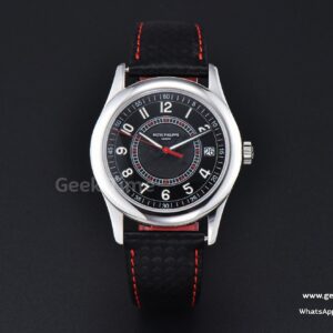 Calatrava 6007G 40mm ZF Black Dial Red Hand Nylon Strap 9015