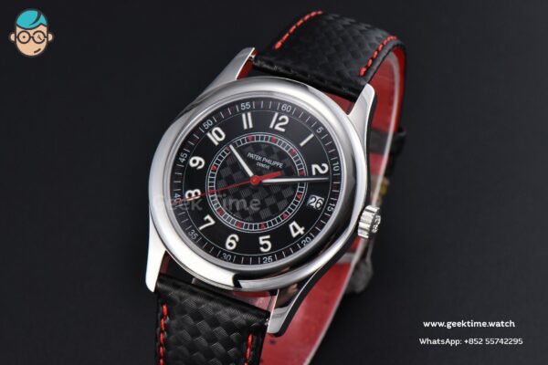 Calatrava 6007G 40mm ZF Black Dial Red Hand Nylon Strap 9015