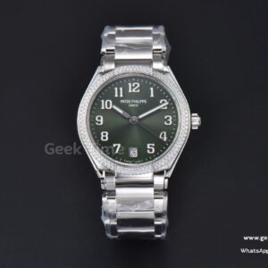 Twenty 4 7300 36mm PPF esfera verde con diamantes brazalete SS 324CS
