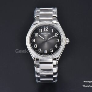 Twenty-4 7300 36mm PPF esfera gris con diamantes brazalete SS 324CS
