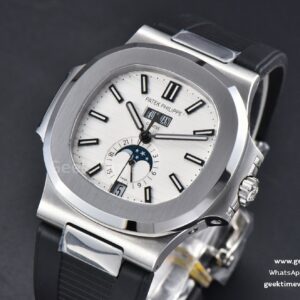 Nautilus 5726 Full Function PPF 40.5MM White Dial Black Rubber Strap A324