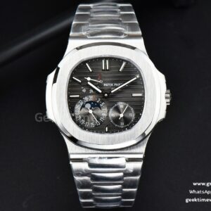 Nautilus 5712 40mm PPF esfera gris Full Function brazalete SS A240 V1