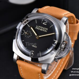 PAM127 47MM E Luminor 1950 XF Black Dial Brown Leather Strap A6497