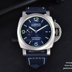 PAM1117 titanio VSF 44mm quadrante blu cinturino in caucciù blu P9010