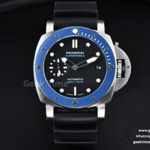 PAM1209 Submersible 42mm VSF quadrante nero lunetta blu cinturino in caucciù nero P9000