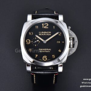 PAM910 TTF 44mm Black Dial Black Leather Strap P9010