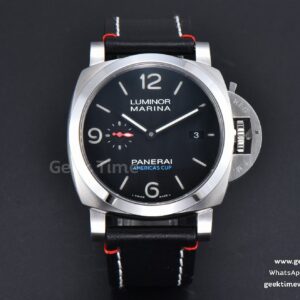 PAM732 TTF 44mm Black Dial Black Leather Strap P9010