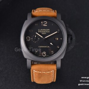 PAM441 Luminor 1950 GMT Ceramic VSF 44mm 3 Days Black Dial Leather Strap P9001