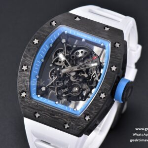 RM055 Real NTPT 42mm RMF Blue Skeleton Dial White Rubber Strap RMUL2