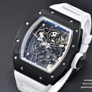 RM055 42.7mm BBRF Black NTPT White Skeleton Dial White Rubber Strap RMUL2