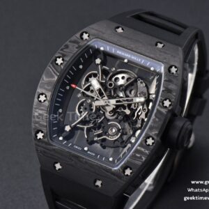 RM055 Real NTPT 42mm RMF Black Skeleton Dial Black Rubber Strap RMUL2