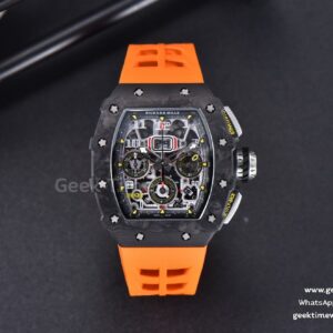 RM011 NTPT Chrono KVF Skeleton Dial on Orange Rubber Strap A7750 V2