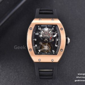 RM001 Tourbillon RG JBF 47mm Black Skeleton Dial Black Rubber Strap
