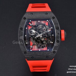 RM055 Real NTPT 42.7mm BBRF rotes skelettiertes Zifferblatt rotes Kautschukarmband RMUL2