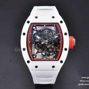 RM055 42.7mm BBRF weiße Keramik rotes skelettiertes Zifferblatt weißes Kautschukarmband RMUL2