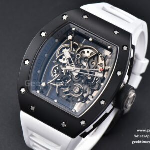 RM055 42.7mm BBRF Black Ceramic Black Skeleton Dial White Rubber Strap RMUL2