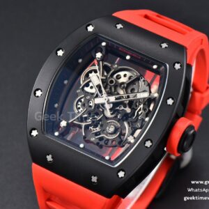 RM055 42.7mm BBRF Black NTPT Black Skeleton Dial Red Rubber Strap RMUL2