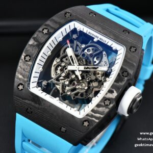 RM055 42.7mm Bubba Watson ZF Black NTPT White Skeleton Dial Blue Rubber Strap NH05