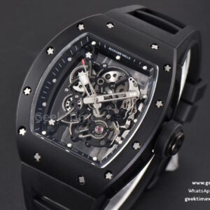 RM055 Real Ceramic 47.5mm BBR Skeleton Dial Silver Hands Black Rubber Strap RMUL2
