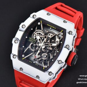 RM035-02 42mm Black Forged Carbon T+F Skeleton Dial Red Crown Red Rubber Strap RMUL2 (Copy)