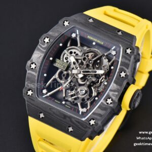 RM035-02 42mm Black Forged Carbon T+F Skeleton Dial Yellow Crown Yellow Rubber Strap RMUL2