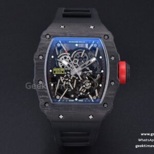 RM035-02 42mm Black Forged Carbon T+F Skeleton Dial Red Crown Black Rubber Strap RMUL2